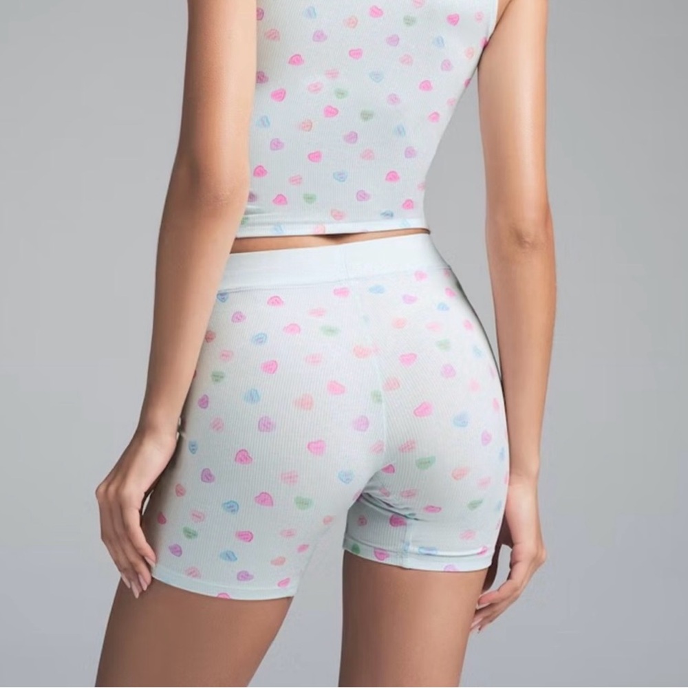 SKIMS Soft Lounge Rib Boxer Cloud Candy Heart Design